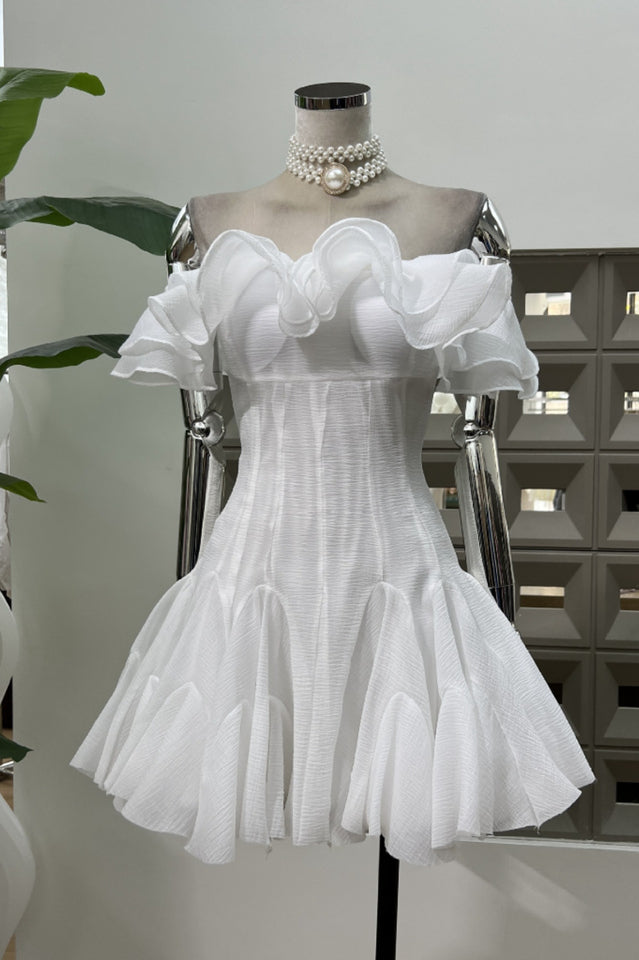 Vita Off Shoulder Ruffle Mini Dress | Dress In Beauty