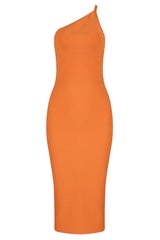 One Shoulder Orange Dress