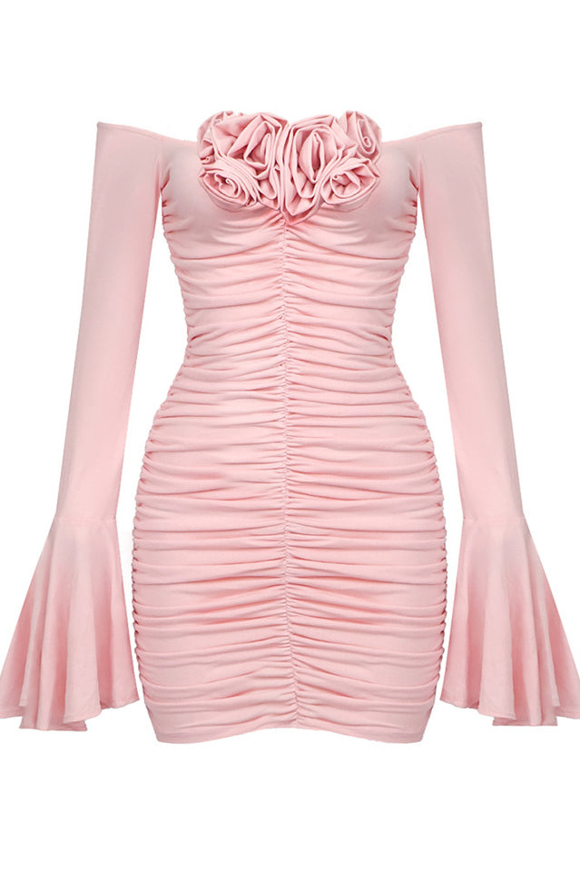 Ruched Roses Mini Dress | Dress In Beauty