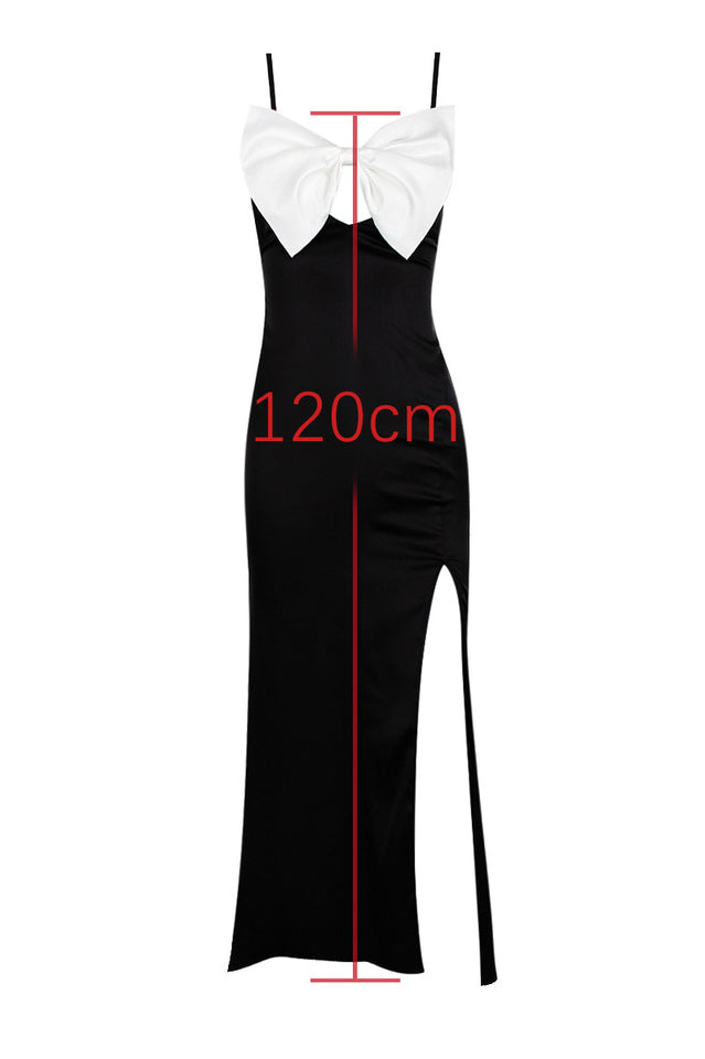 Eleanor Black & White Bow Satin Gown | Dress In Beauty