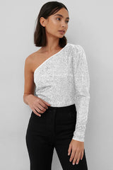 Mikah One Shoulder Long Sleeve Top | Dress In Beauty