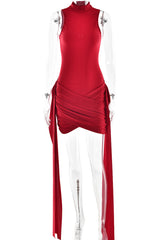 Anji High Neck Criss Cross Mini Dress