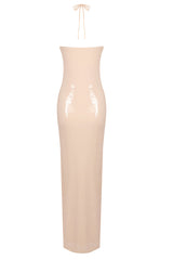 Glitter Rosette Halter Sequined Maxi Dress