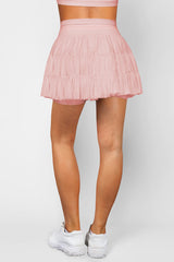 High Waist Plain Mesh Skort