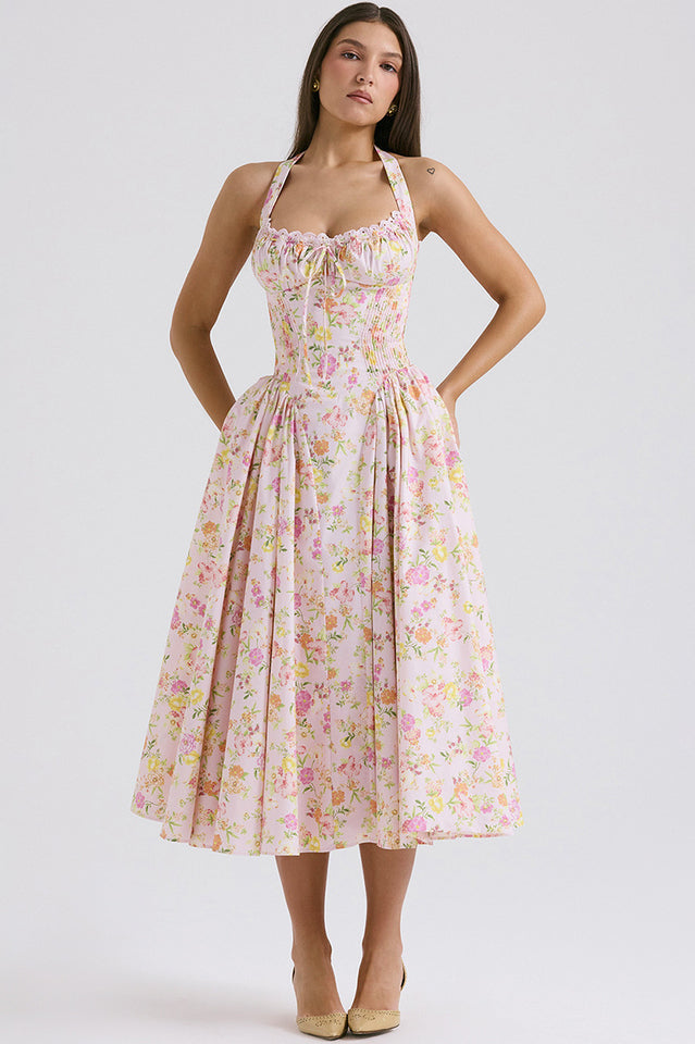 Adabella Cotton Halter Midi Sundress | Dress In Beauty