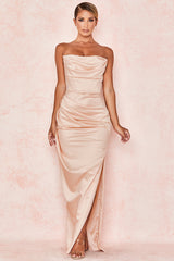Satin Strapless Corset Maxi Dress | Dress In Beauty