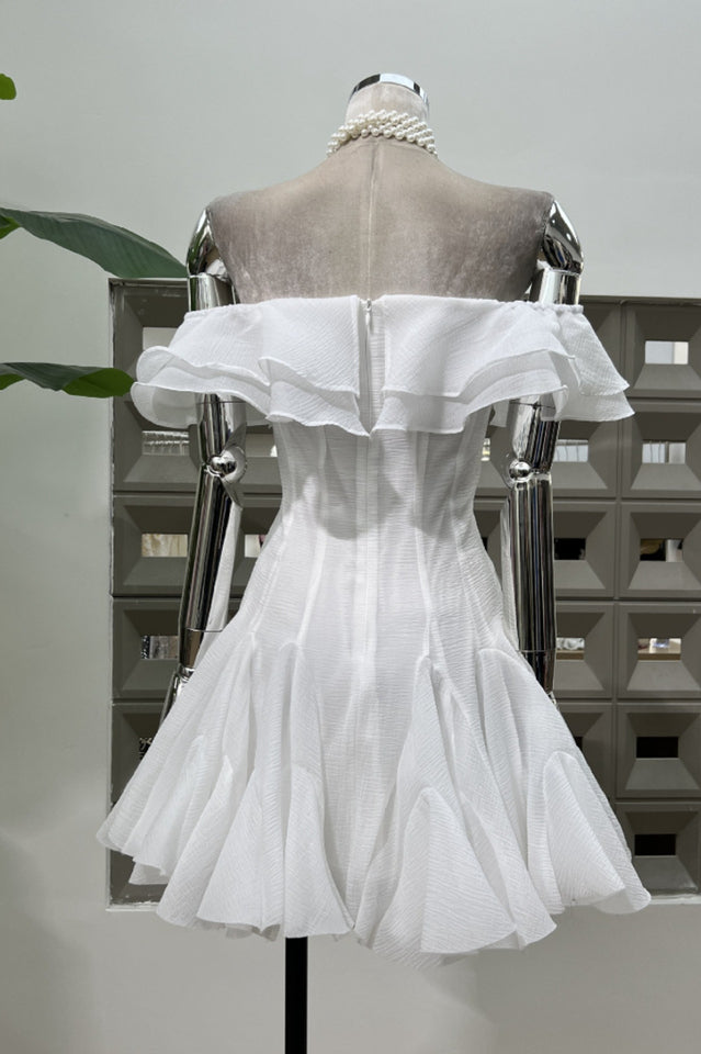 Vita Off Shoulder Ruffle Mini Dress | Dress In Beauty