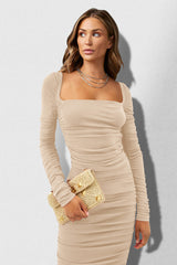 Square Neck Ruched Crepe Midi Dress | Dress In Beauty