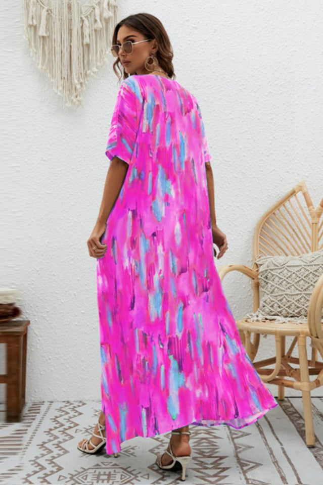 Print Short Sleeve Wide Hem Maxi Dress | Dress In Beauty