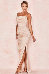 Satin Strapless Corset Maxi Dress | Dress In Beauty