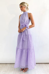 Check Halter Neck Tie Waist Maxi Dress | Dress In Beauty