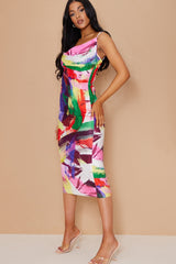 Multi Watercolor Plisse Strappy Maxi Dress | Dress In Beauty