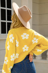 Cuteness Flowers Fuzzy Knit Cardigan