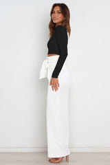 High Waist Belted Straight Leg Pants