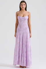 Serena Retro Purple Printed Maxi Dress | Dress In Beauty