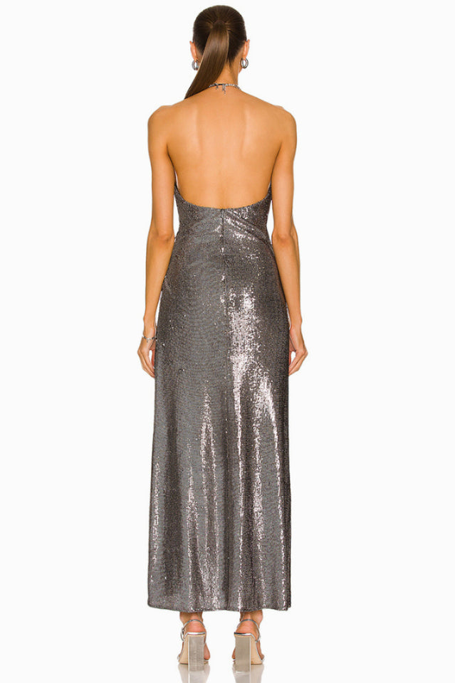 Sequined Folds Split Maxi Dress | Dress In Beauty