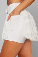 High Waist Plain Mesh Skort