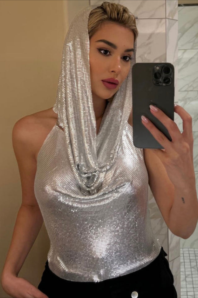 Venus Hoodie Metallic Top | Dress In Beauty