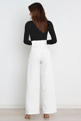High Waist Belted Straight Leg Pants