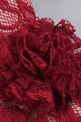 Marjorie Red Rose Lace Halter Maxi Dress