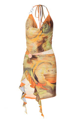 Sunset Halter Wrap Dress