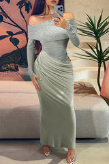 Off-Shoulder Mesh Hollow-Out Bodycon Dress