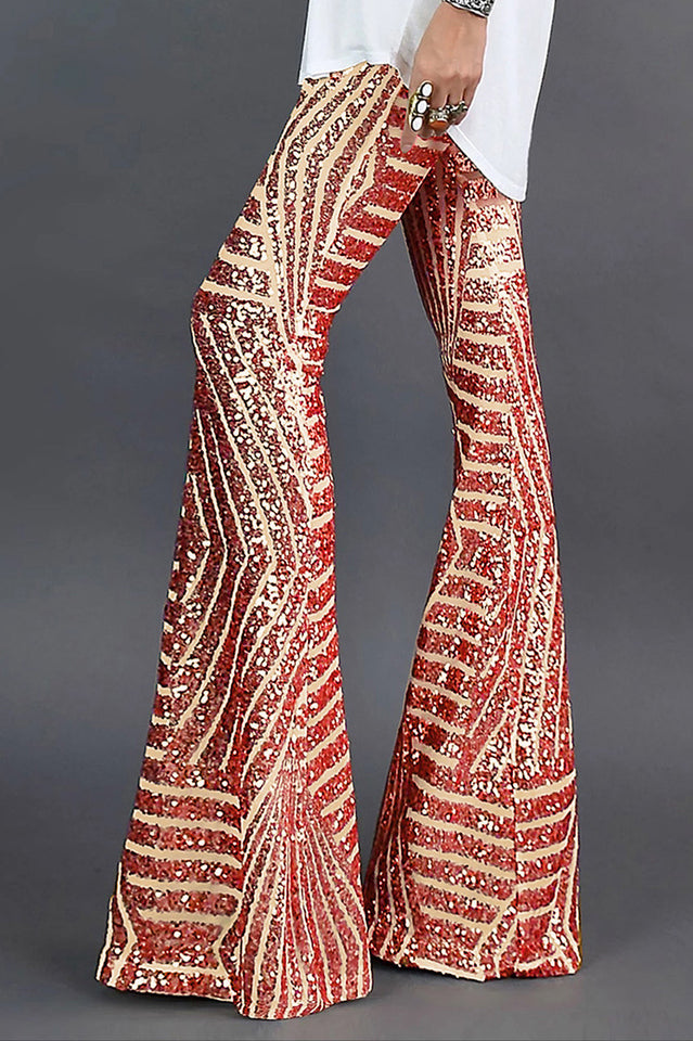 Sequin High Rise Flare Pants | Dress In Beauty