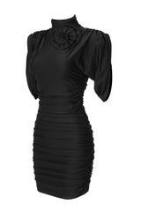 Rose-appliqué Ruched Jersey Minidress | Dress In Beauty