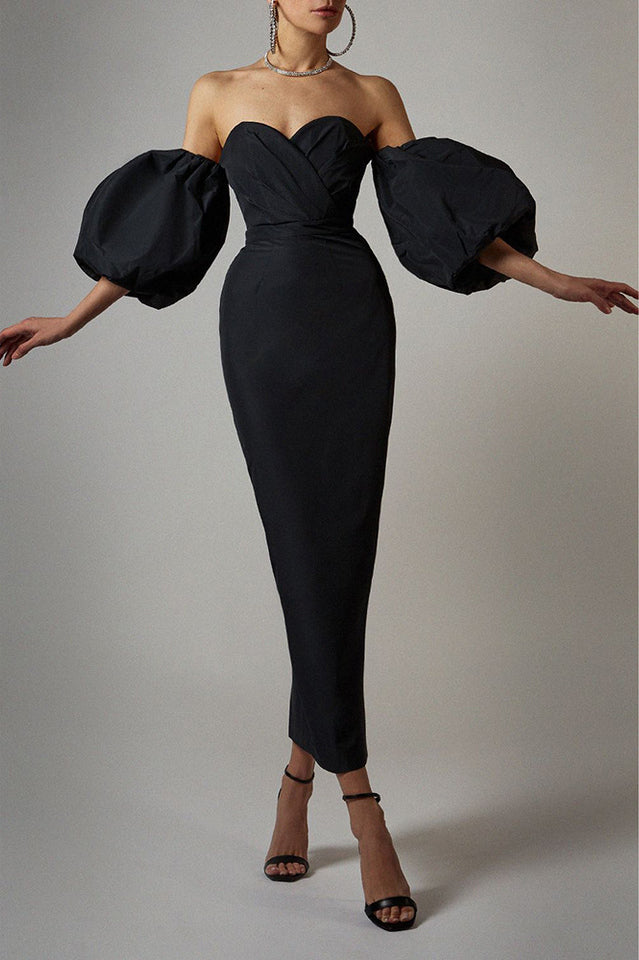 Satin Strapless Midi Dress | Dress In Beauty
