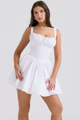 Natassia White Cotton Mini Dress | Dress In Beauty