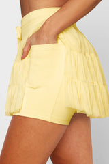 High Waist Plain Mesh Skort