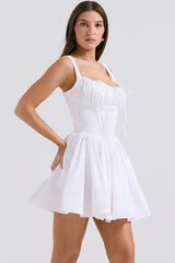 Natassia White Cotton Mini Dress | Dress In Beauty