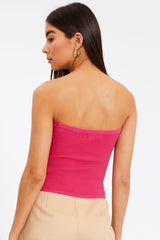 Merlaine Strapless Knotted Knit Crop Top | Dress In Beauty