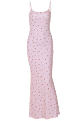 Cherry Print Spaghetti Strap Mermaid Dress