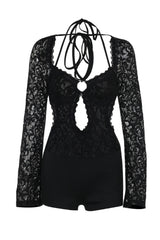 Adela Cut-Out Halter Neck Lace Playsuit
