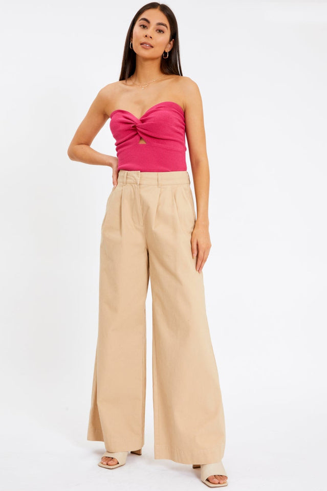 Merlaine Strapless Knotted Knit Crop Top | Dress In Beauty