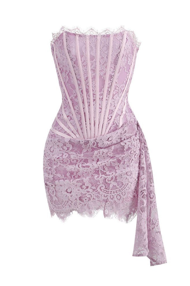 Lace Corset Draped Mini Dress | Dress In Beauty