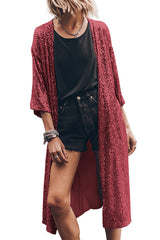 Sequin Open Front Duster Cardigan