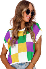 Color Block Cap Sleeve Sweater