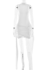 Anji High Neck Criss Cross Mini Dress