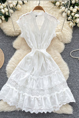 Livia Embroidered Lace Tiered Mini Dress | Dress In Beauty