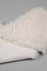Fluffy Collared Zip Detailed Knit Dress