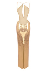 Halter Sequin Backless Maxi Dress