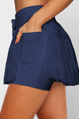 High Waist Plain Mesh Skort