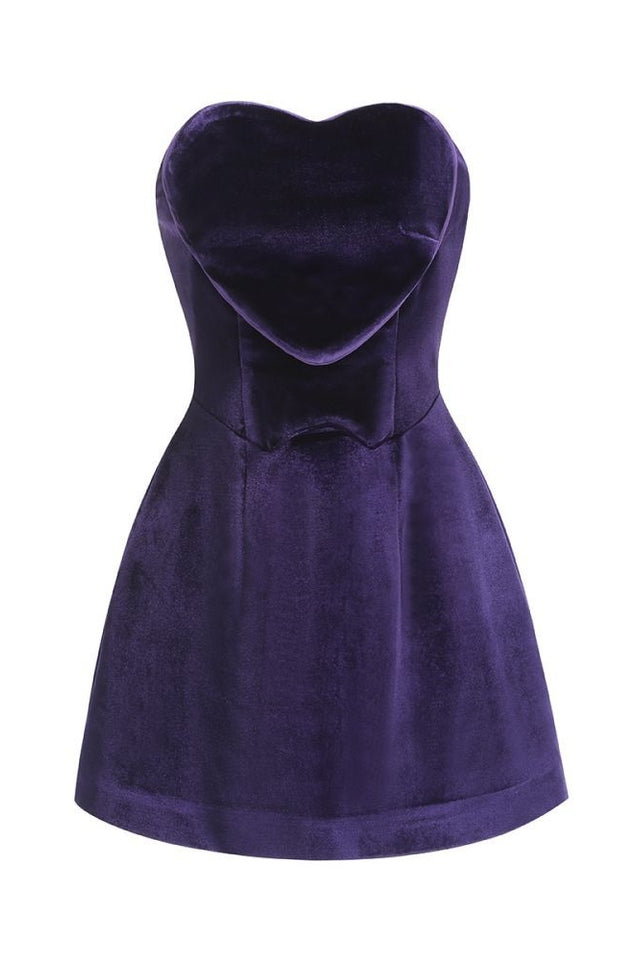 Off Shoulder Heart Velvet Mini Dress | Dress In Beauty
