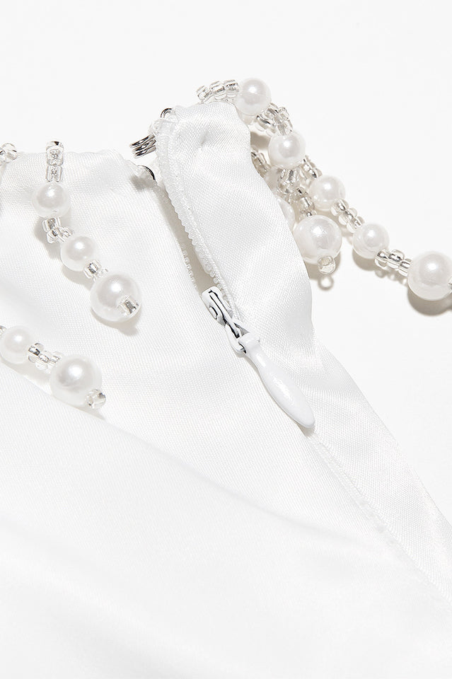 nalita imitation pearl trim strapless midi cocktail dress Nalita Imitation Pearl Trim Strapless Midi Coacktail Dress