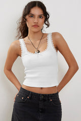 Lace Detailed Square Neck Top