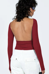 Backless Round Neck Long Sleeve Blouse | Dress In Beauty