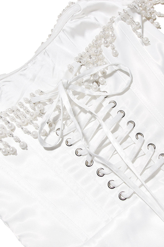 nalita vintage cream embellished strapless dress Clothing : Midi Dresses : 'Nalita' Vintage Cream Embellished Strapless Dress