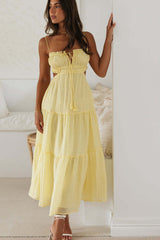 Ruched Tie-Up Strappy Maxi Dress | Dress In Beauty